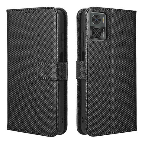 Funda de Cuero Cartera con Soporte Carcasa BY1 para Motorola Moto E22i Negro