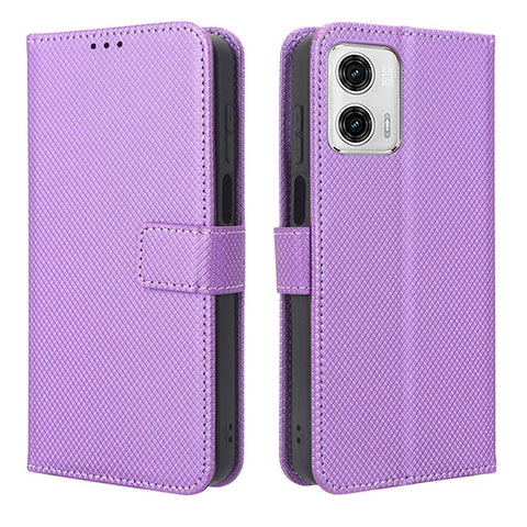 Funda de Cuero Cartera con Soporte Carcasa BY1 para Motorola Moto G53j 5G Morado