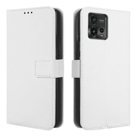 Funda de Cuero Cartera con Soporte Carcasa BY1 para Motorola Moto G72 Blanco