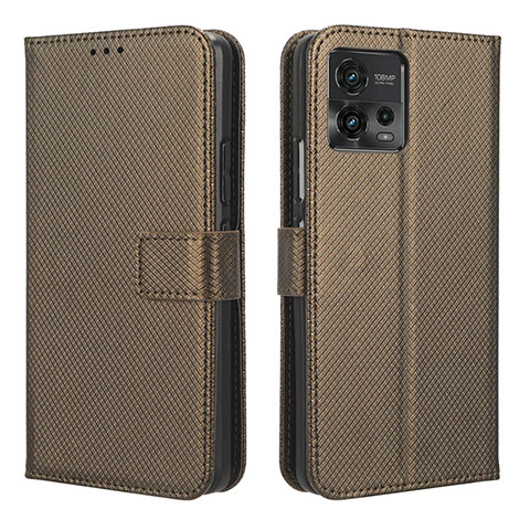 Funda de Cuero Cartera con Soporte Carcasa BY1 para Motorola Moto G72 Marron