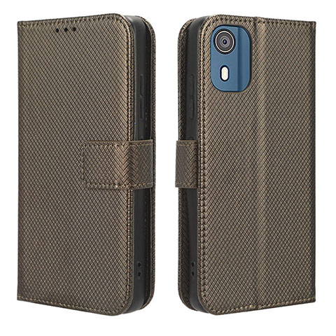 Funda de Cuero Cartera con Soporte Carcasa BY1 para Nokia C02 Marron