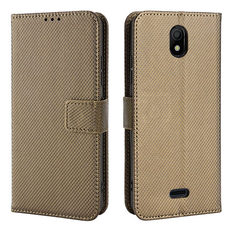 Funda de Cuero Cartera con Soporte Carcasa BY1 para Nokia C100 Marron