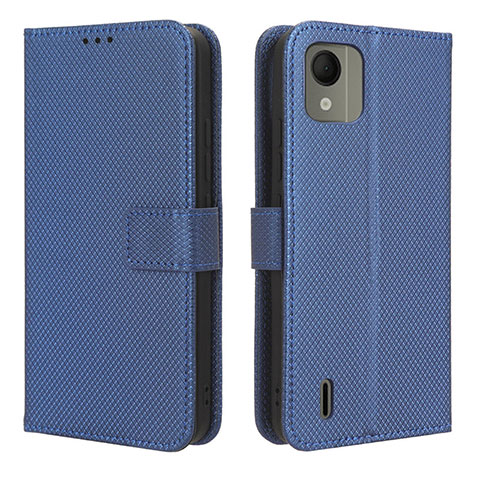 Funda de Cuero Cartera con Soporte Carcasa BY1 para Nokia C110 Azul