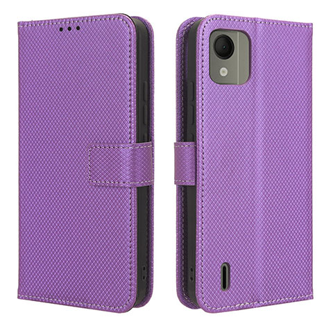 Funda de Cuero Cartera con Soporte Carcasa BY1 para Nokia C110 Morado