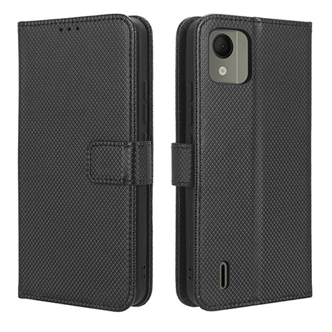 Funda de Cuero Cartera con Soporte Carcasa BY1 para Nokia C110 Negro