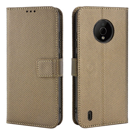 Funda de Cuero Cartera con Soporte Carcasa BY1 para Nokia C200 Marron