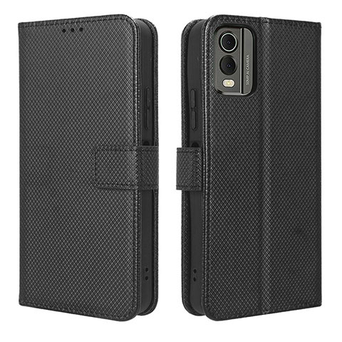 Funda de Cuero Cartera con Soporte Carcasa BY1 para Nokia C210 Negro