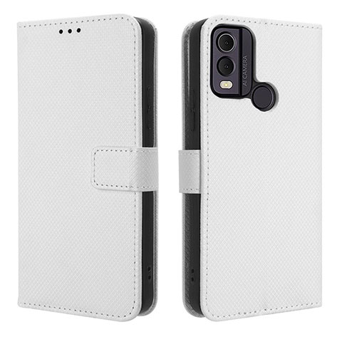 Funda de Cuero Cartera con Soporte Carcasa BY1 para Nokia C22 Blanco