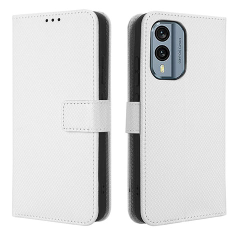 Funda de Cuero Cartera con Soporte Carcasa BY1 para Nokia X30 5G Blanco