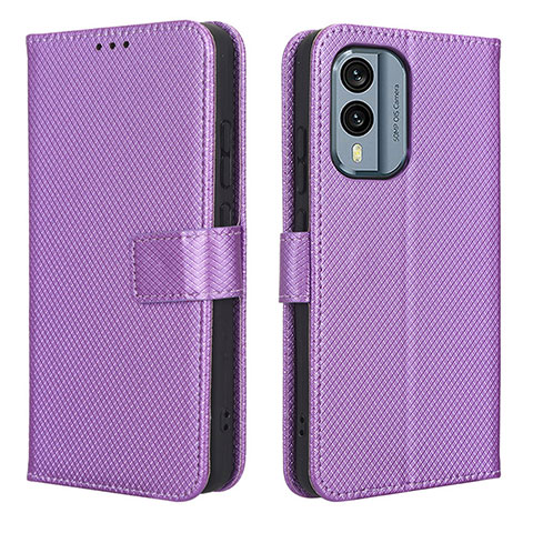 Funda de Cuero Cartera con Soporte Carcasa BY1 para Nokia X30 5G Morado