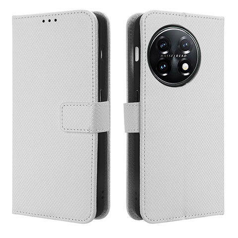 Funda de Cuero Cartera con Soporte Carcasa BY1 para OnePlus 11 5G Blanco