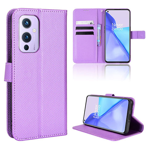 Funda de Cuero Cartera con Soporte Carcasa BY1 para OnePlus 9 5G Morado