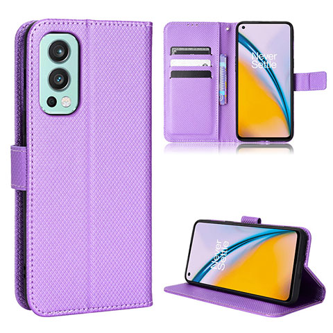 Funda de Cuero Cartera con Soporte Carcasa BY1 para OnePlus Nord 2 5G Morado