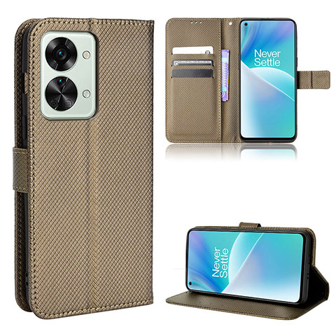 Funda de Cuero Cartera con Soporte Carcasa BY1 para OnePlus Nord 2T 5G Marron