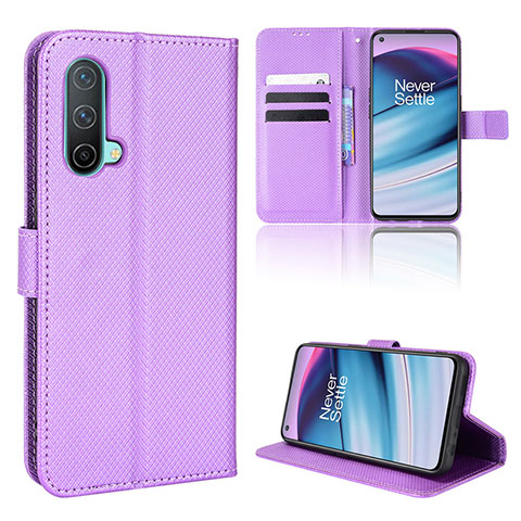 Funda de Cuero Cartera con Soporte Carcasa BY1 para OnePlus Nord CE 5G Morado