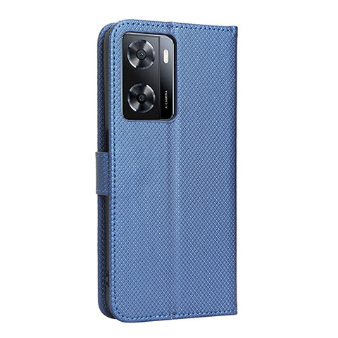 Funda de Cuero Cartera con Soporte Carcasa BY1 para Oppo A57 4G Azul