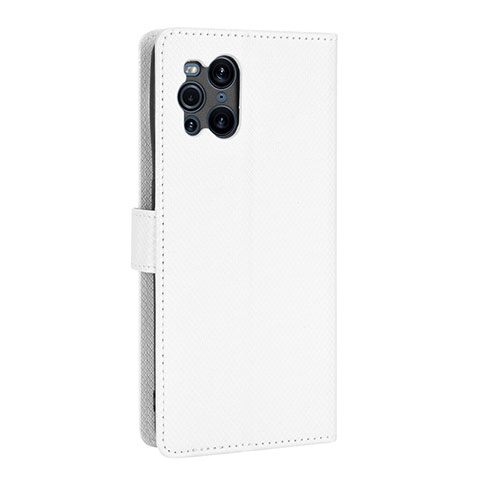 Funda de Cuero Cartera con Soporte Carcasa BY1 para Oppo Find X3 5G Blanco