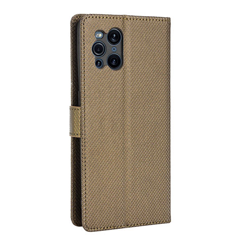 Funda de Cuero Cartera con Soporte Carcasa BY1 para Oppo Find X3 5G Marron