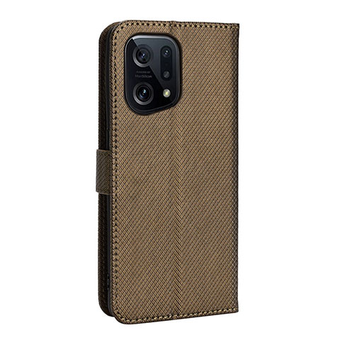 Funda de Cuero Cartera con Soporte Carcasa BY1 para Oppo Find X5 5G Marron