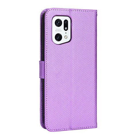 Funda de Cuero Cartera con Soporte Carcasa BY1 para Oppo Find X5 Pro 5G Morado