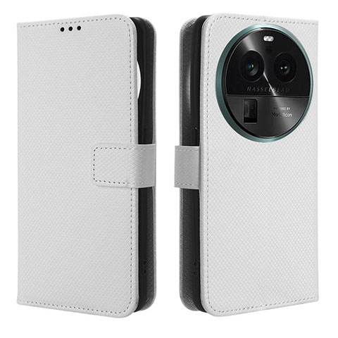 Funda de Cuero Cartera con Soporte Carcasa BY1 para Oppo Find X6 5G Blanco