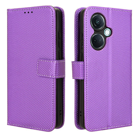 Funda de Cuero Cartera con Soporte Carcasa BY1 para Oppo K11 5G Morado