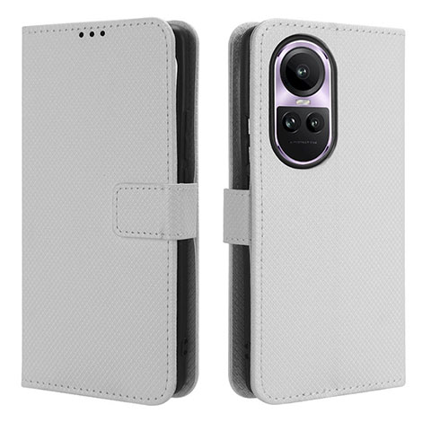 Funda de Cuero Cartera con Soporte Carcasa BY1 para Oppo Reno10 Pro 5G Blanco