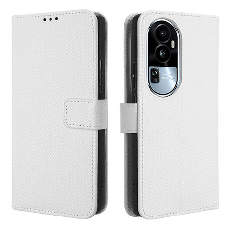 Funda de Cuero Cartera con Soporte Carcasa BY1 para Oppo Reno10 Pro+ Plus 5G Blanco