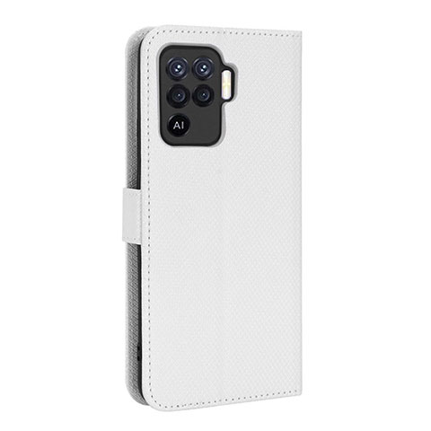 Funda de Cuero Cartera con Soporte Carcasa BY1 para Oppo Reno5 F Blanco