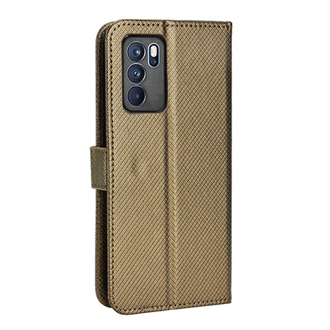 Funda de Cuero Cartera con Soporte Carcasa BY1 para Oppo Reno6 Pro 5G India Marron