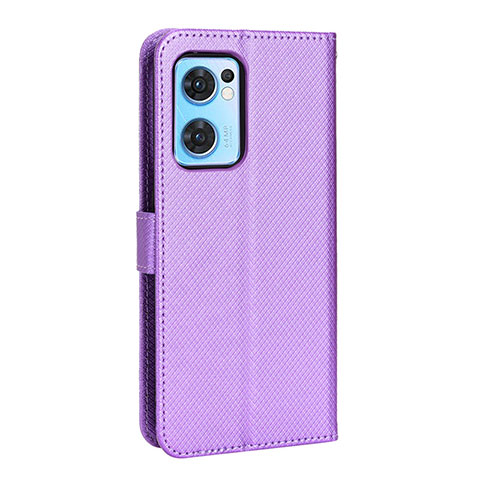 Funda de Cuero Cartera con Soporte Carcasa BY1 para Oppo Reno7 5G Morado