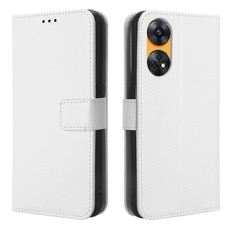 Funda de Cuero Cartera con Soporte Carcasa BY1 para Oppo Reno8 T 4G Blanco