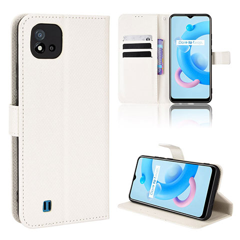 Funda de Cuero Cartera con Soporte Carcasa BY1 para Realme C11 (2021) Blanco