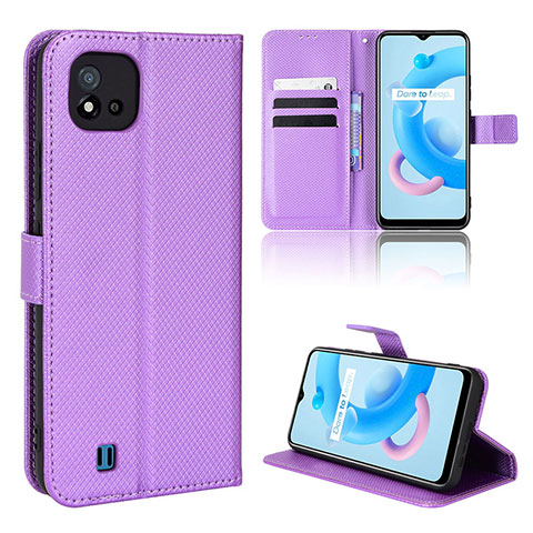 Funda de Cuero Cartera con Soporte Carcasa BY1 para Realme C11 (2021) Morado