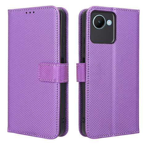 Funda de Cuero Cartera con Soporte Carcasa BY1 para Realme C30 Morado