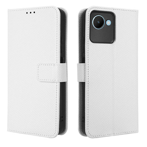 Funda de Cuero Cartera con Soporte Carcasa BY1 para Realme C30s Blanco