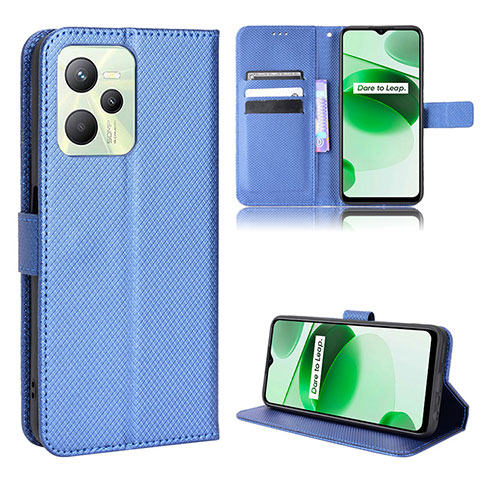 Funda de Cuero Cartera con Soporte Carcasa BY1 para Realme C35 Azul