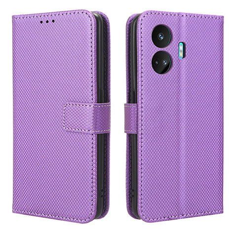 Funda de Cuero Cartera con Soporte Carcasa BY1 para Realme GT Neo5 SE 5G Morado