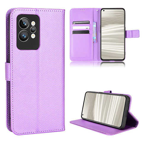 Funda de Cuero Cartera con Soporte Carcasa BY1 para Realme GT2 Pro 5G Morado