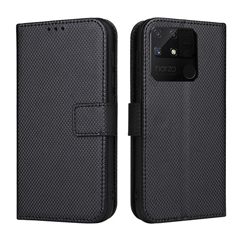 Funda de Cuero Cartera con Soporte Carcasa BY1 para Realme Narzo 50A Negro