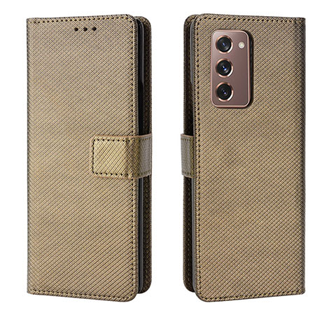 Funda de Cuero Cartera con Soporte Carcasa BY1 para Samsung Galaxy Z Fold2 5G Marron