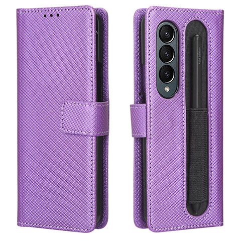 Funda de Cuero Cartera con Soporte Carcasa BY1 para Samsung Galaxy Z Fold4 5G Morado