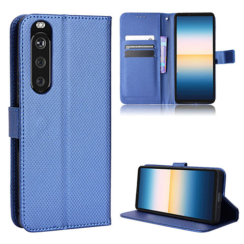 Funda de Cuero Cartera con Soporte Carcasa BY1 para Sony Xperia 1 III Azul