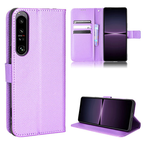 Funda de Cuero Cartera con Soporte Carcasa BY1 para Sony Xperia 1 IV SO-51C Morado