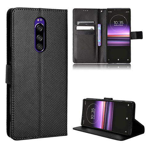 Funda de Cuero Cartera con Soporte Carcasa BY1 para Sony Xperia 1 Negro