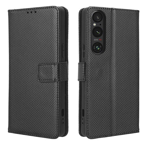 Funda de Cuero Cartera con Soporte Carcasa BY1 para Sony Xperia 1 V Negro