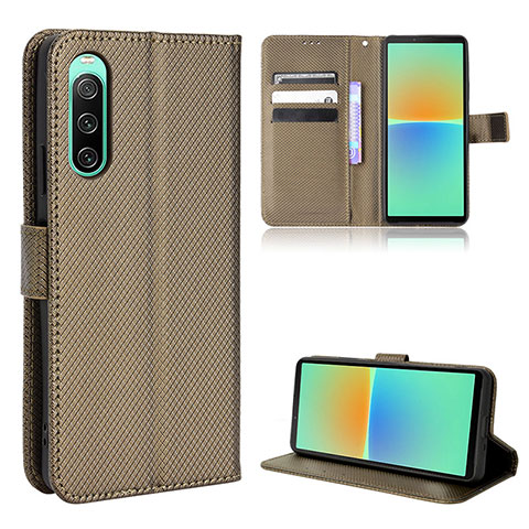 Funda de Cuero Cartera con Soporte Carcasa BY1 para Sony Xperia 10 IV SO-52C Marron