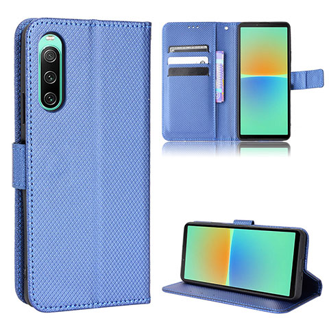 Funda de Cuero Cartera con Soporte Carcasa BY1 para Sony Xperia 10 IV SOG07 Azul