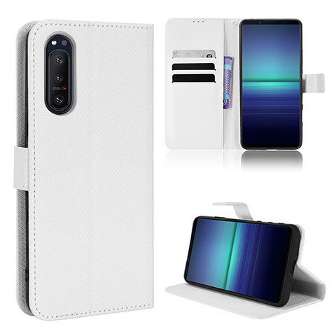 Funda de Cuero Cartera con Soporte Carcasa BY1 para Sony Xperia 5 II Blanco