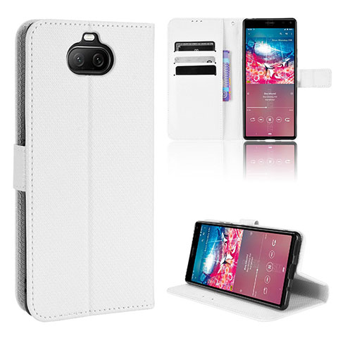 Funda de Cuero Cartera con Soporte Carcasa BY1 para Sony Xperia 8 Lite Blanco